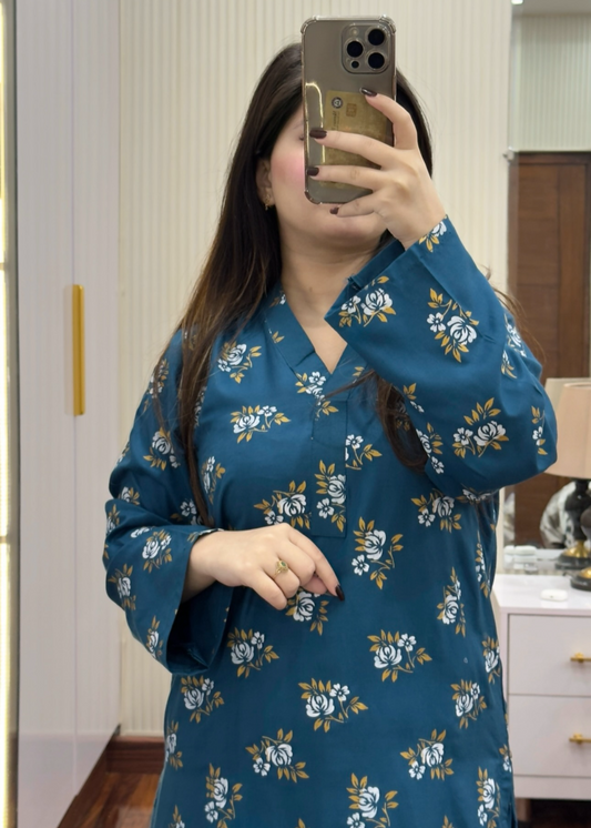 Floral Z printed eastern suit by Tehzeeb Libas (view 2)