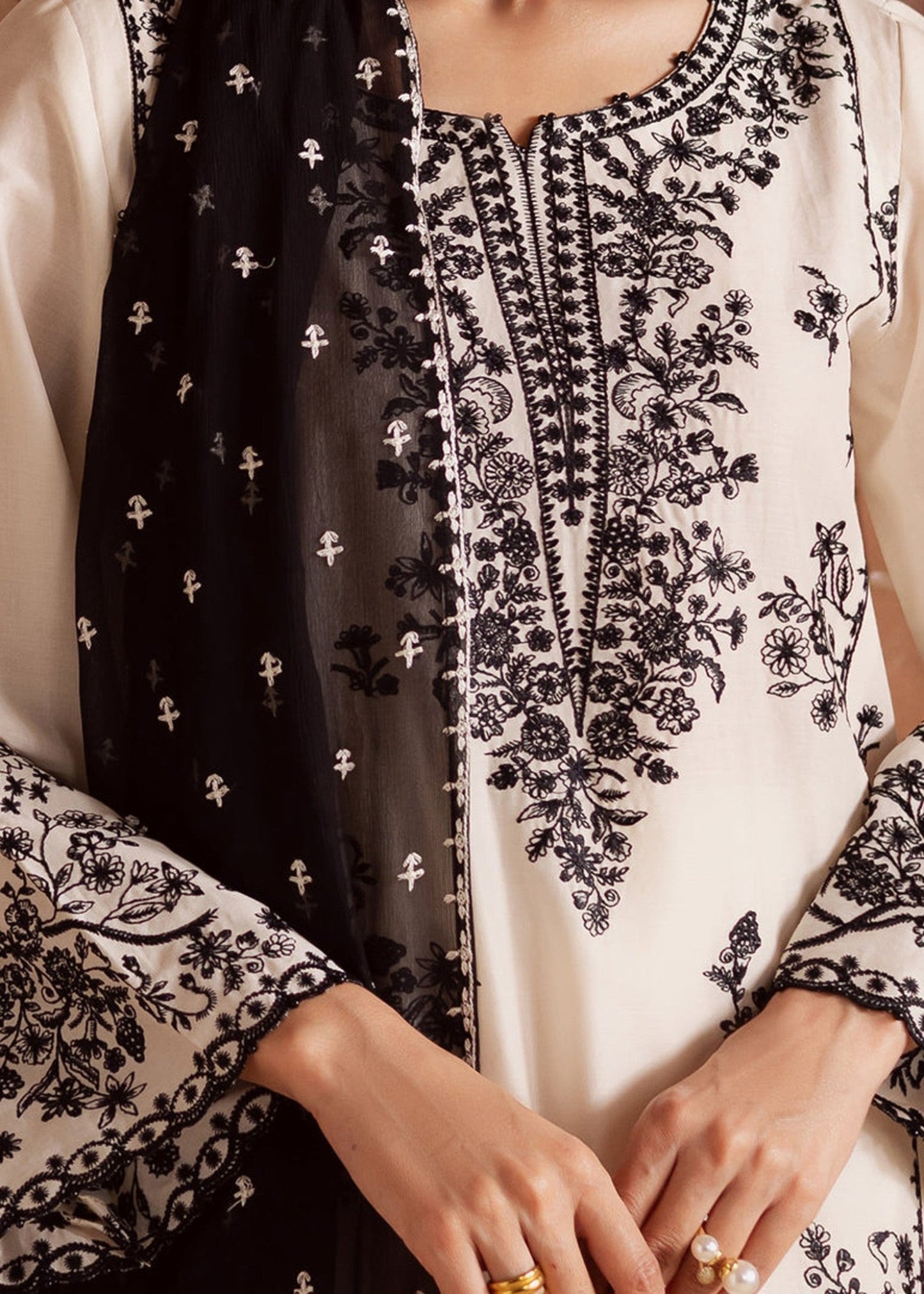 WHITE PEARL EMBROIDERED 3PC