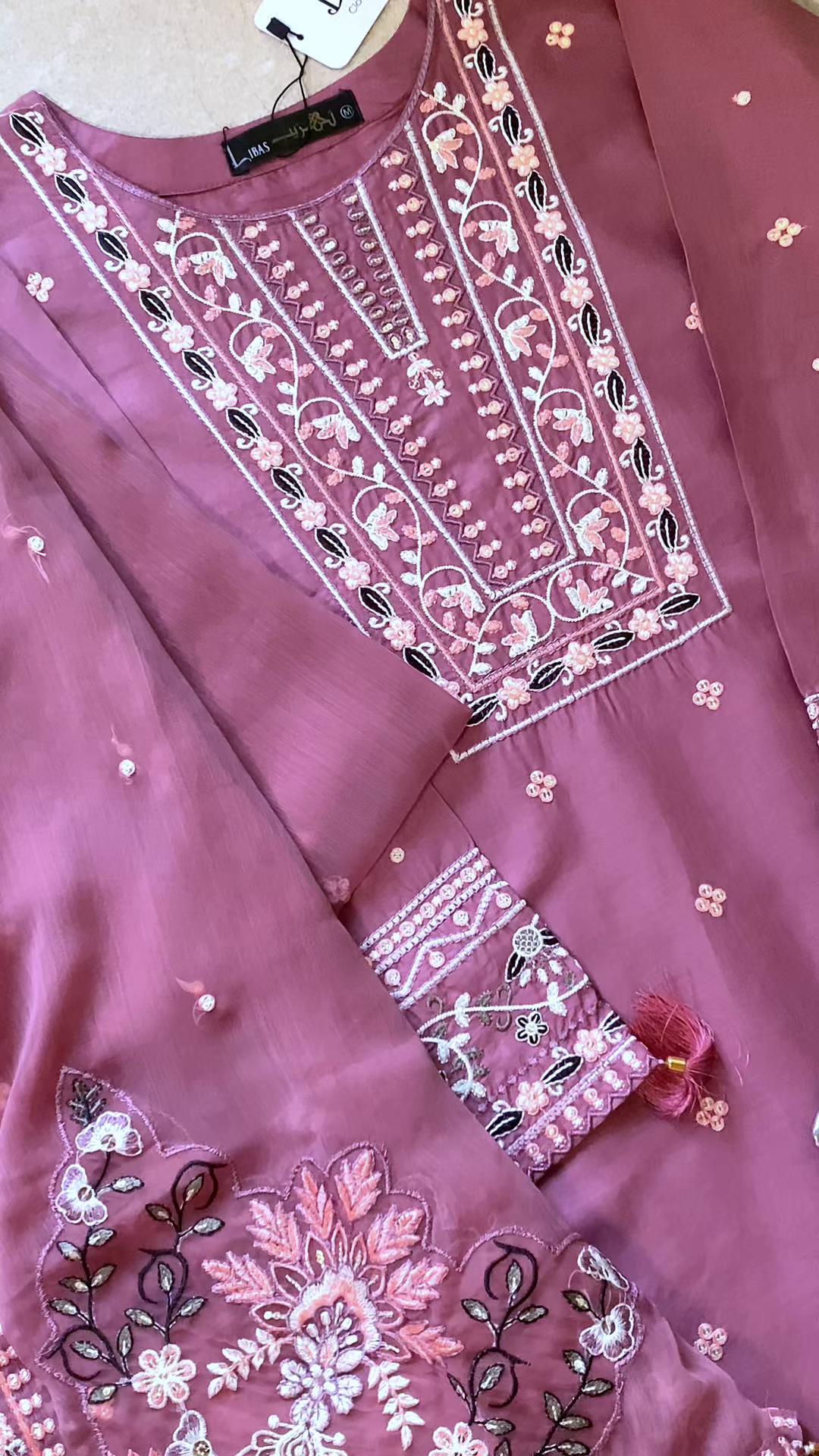 DUSTY ROSE ELEGANCE EMBROIDERED 3PC