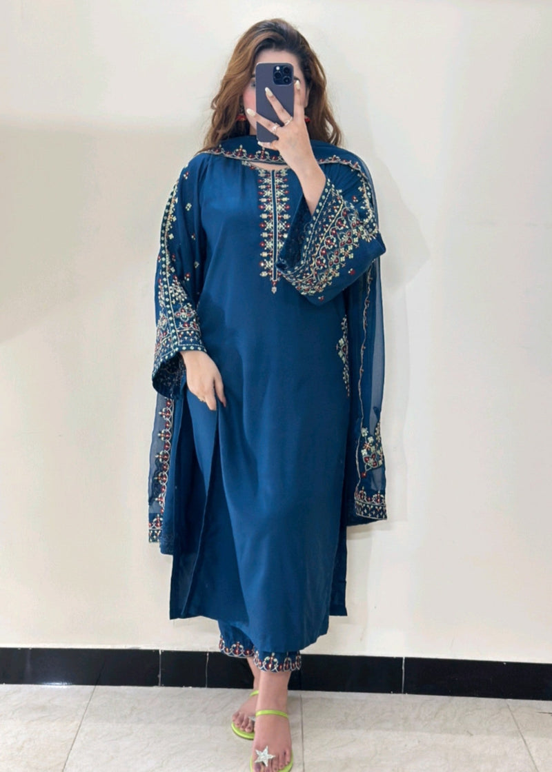 Mashal embroidered 3-piece suit by Tehzeeb Libas