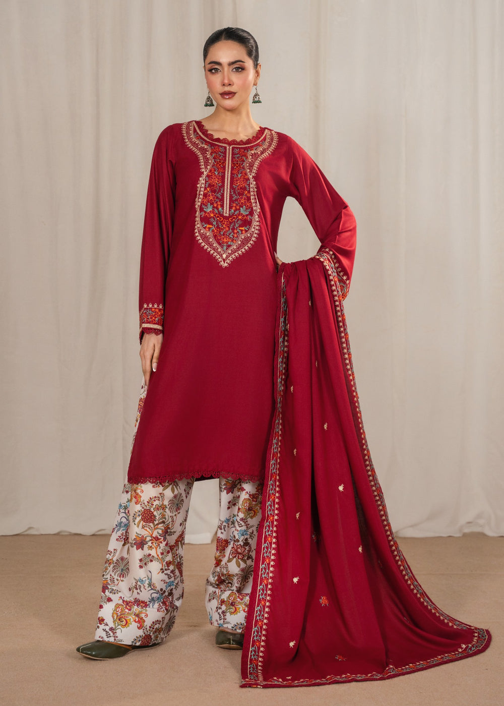 Kesar embroidered 3-piece festive suit by Tehzeeb Libas