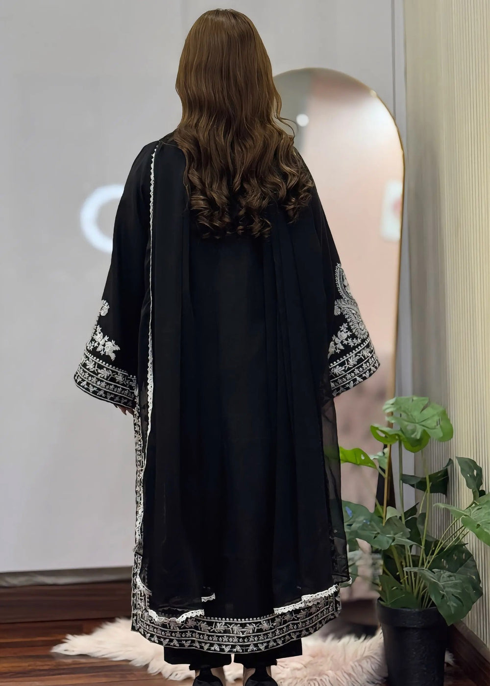 SAPPHIRE BLACK EMBROIDERED 3PC