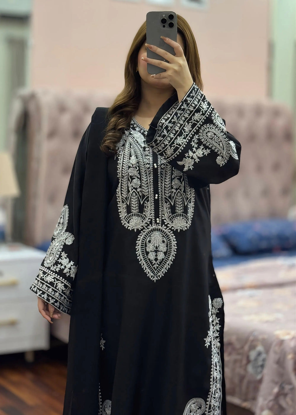 SAPPHIRE BLACK EMBROIDERED 3PC