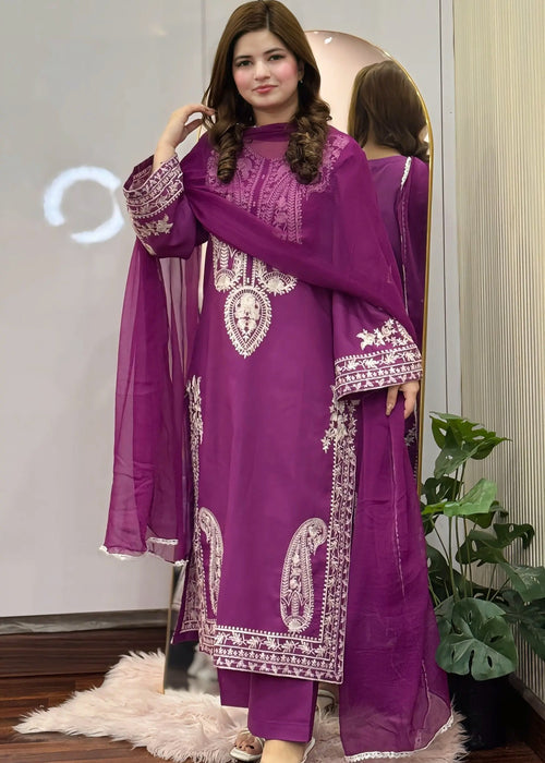 SAPPHIRE PURPLE EMBROIDERED 3PC