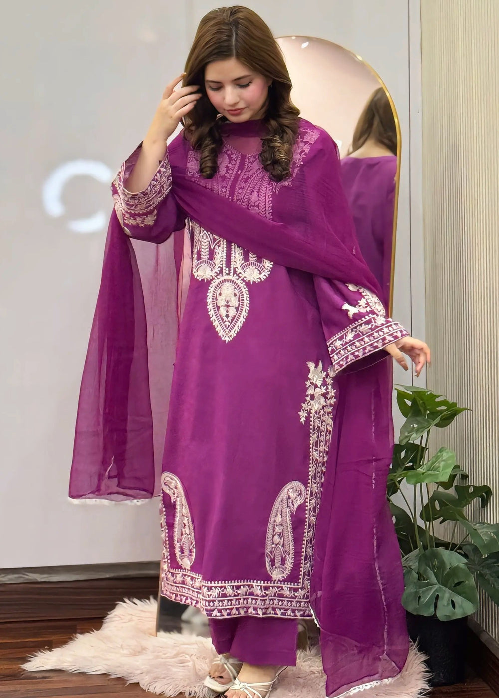 SAPPHIRE PURPLE EMBROIDERED 3PC