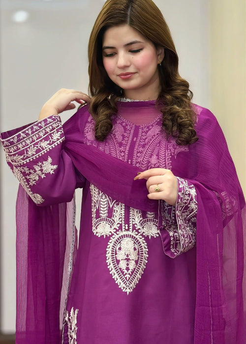 SAPPHIRE PURPLE EMBROIDERED 3PC