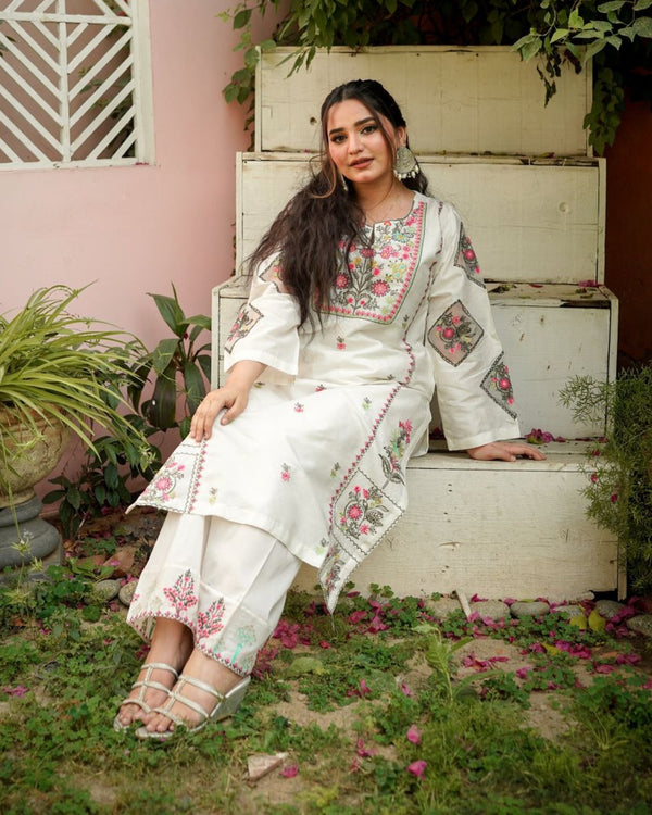 WHITE DOVE EMB 2PC