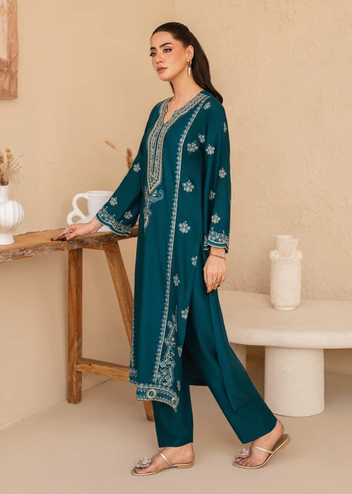 Sea Blue embroidered 2-piece suit by Tehzeeb Libas (view 3)
