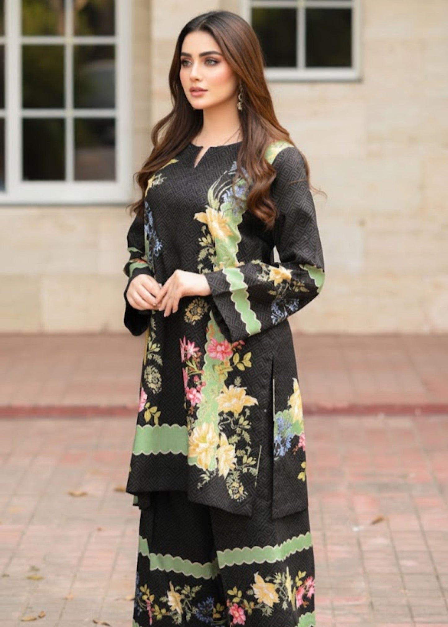 Multicolor Floral stitched eastern suit by Tehzeeb Libas (view 2)