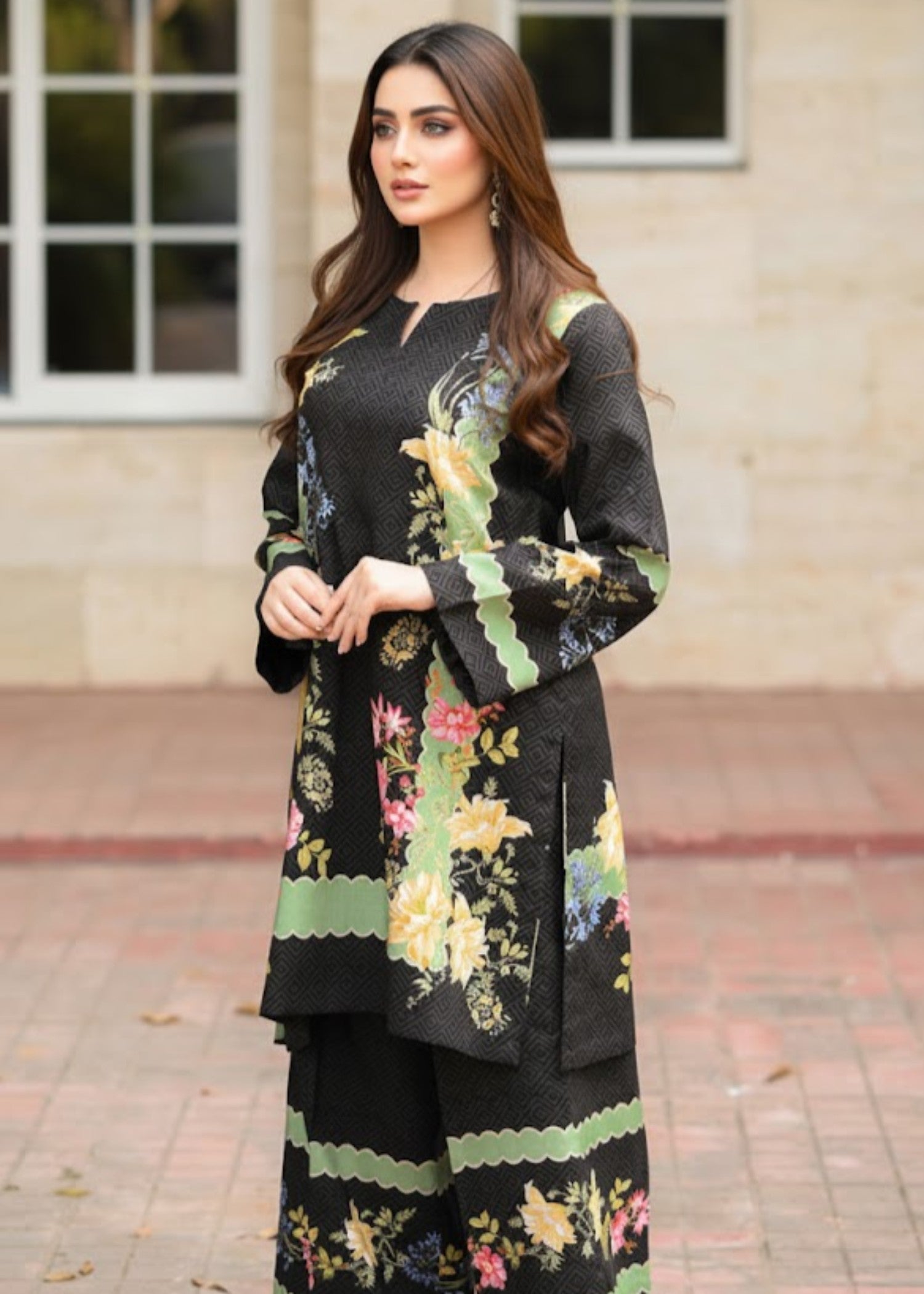 Multicolor Floral stitched eastern suit by Tehzeeb Libas (view 2)