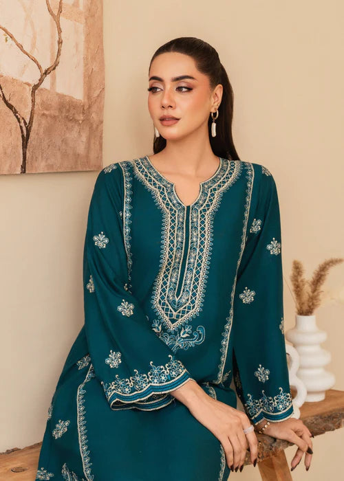 Sea Blue embroidered 2-piece suit by Tehzeeb Libas (view 2)